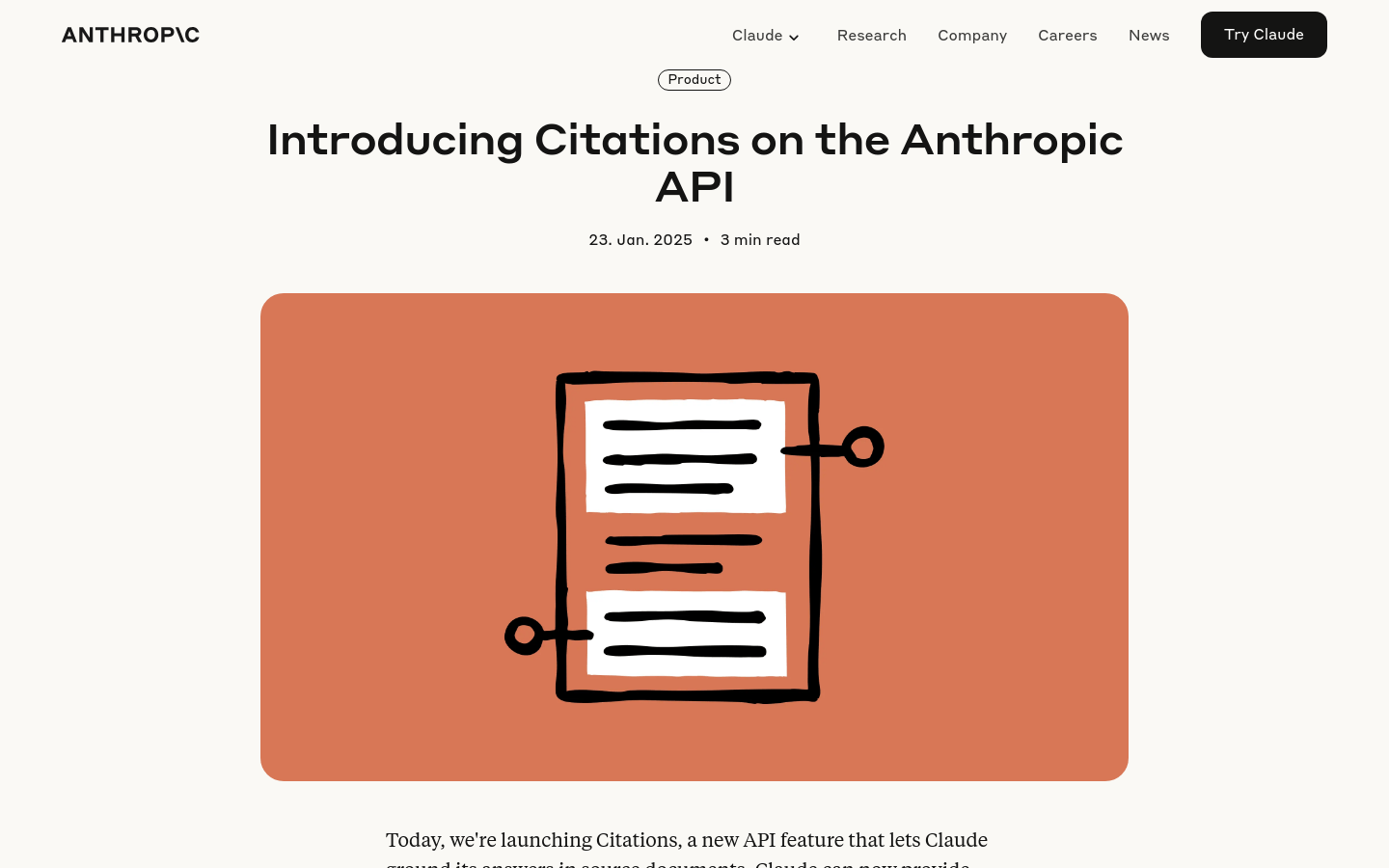 Anthropic API Citations