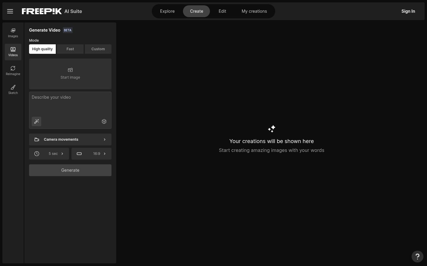 Freepik AI Video Generator