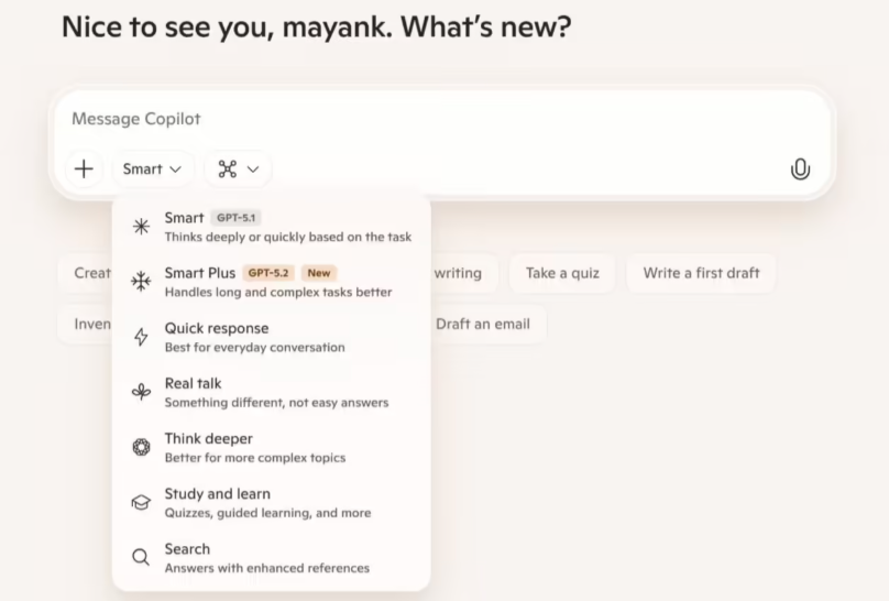 Copilot Fully Launched GPT5.2: Perfect Score in Math, Expert in Code - AI Office Enters the Intelligent+ Era